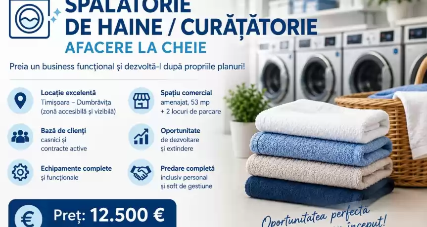 SPALATORIE DE HAINE FUNCTIONALA - DE VANZARE - 12.500 EUR SPALATORIE DE HAINE FUNCTIONALA - DE VANZARE